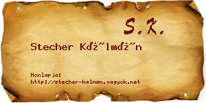 Stecher Kálmán névjegykártya